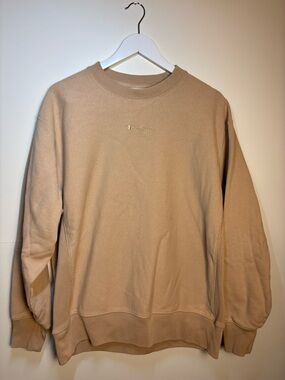 Champion Beige Crewneck Sweatshirt with Chest Logo